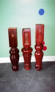 3 refurbished legs showing various colours