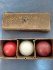 Old set of early crystalate billiard balls